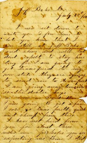 Primary view of object titled '[Letter from Vanburen W. Sargent to Mr. and Mrs. Sargent, July 25, 1864]'.