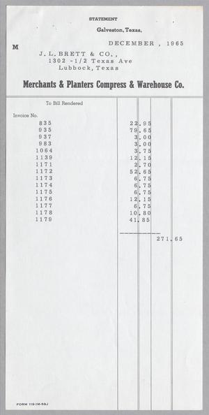 Primary view of object titled '[Statement from Merchants and Planters Compress and Warehouse Co., December 1965]'.