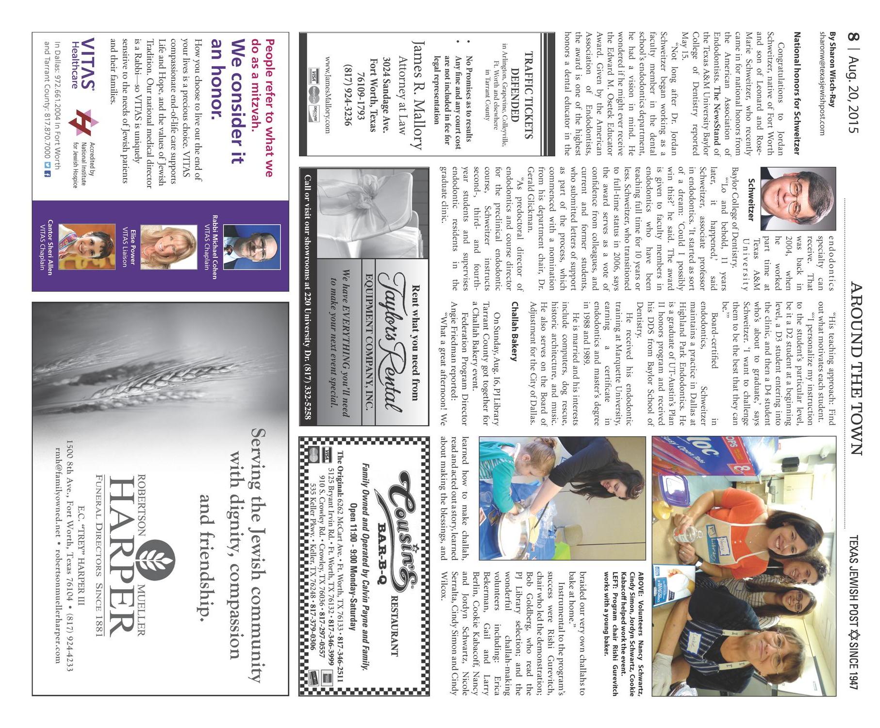 Texas Jewish Post (Dallas, Tex.), Vol. 69, No. 34, Ed. 1 Thursday, August 20, 2015
                                                
                                                    [Sequence #]: 8 of 24
                                                