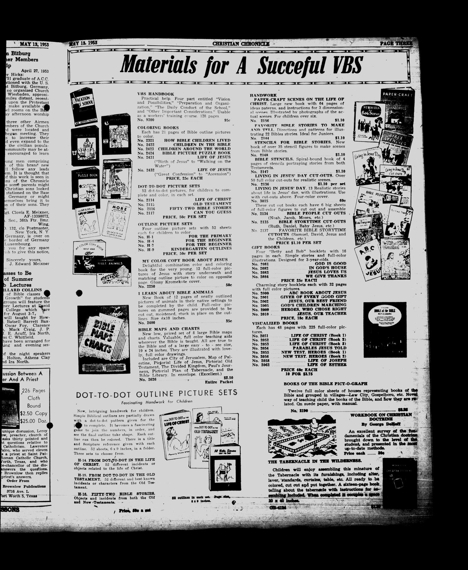 Christian Chronicle (Abilene, Tex.), Vol. 10, No. 50, Ed. 1 Wednesday, May 13, 1953
                                                
                                                    [Sequence #]: 3 of 4
                                                