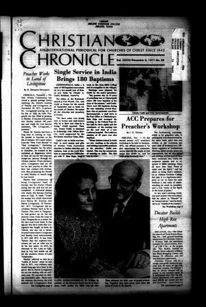 Primary view of object titled 'Christian Chronicle (Austin, Tex.), Vol. 28, No. 36, Ed. 1 Monday, December 6, 1971'.