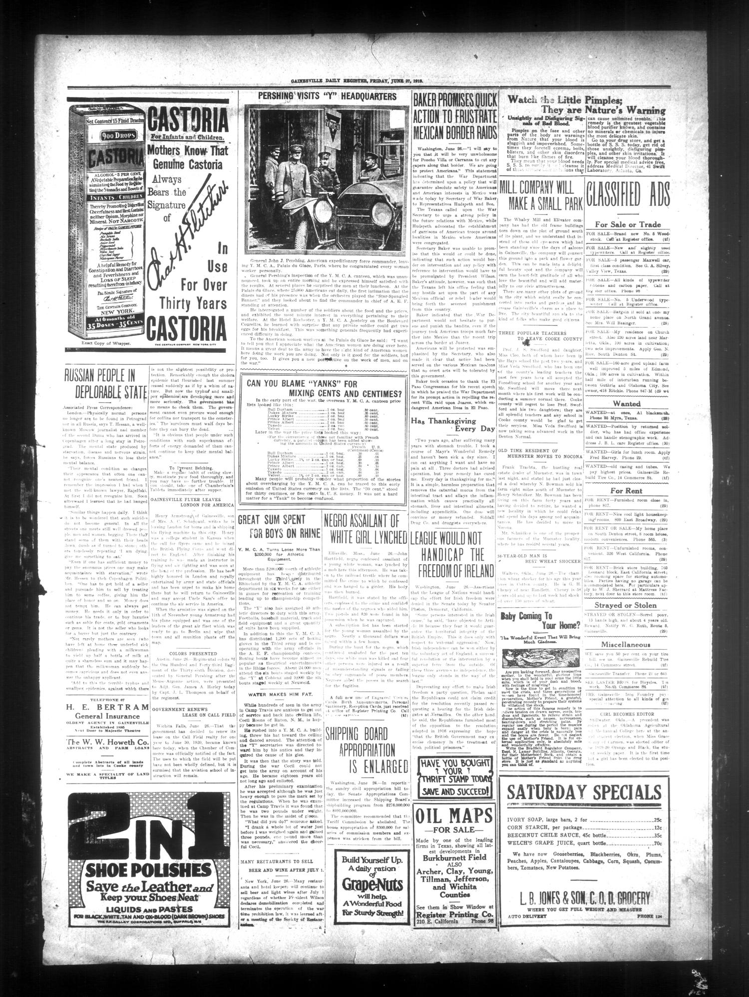 Gainesville Daily Register and Messenger (Gainesville, Tex.), Vol. 36, No. 292, Ed. 1 Friday, June 27, 1919
                                                
                                                    [Sequence #]: 3 of 4
                                                