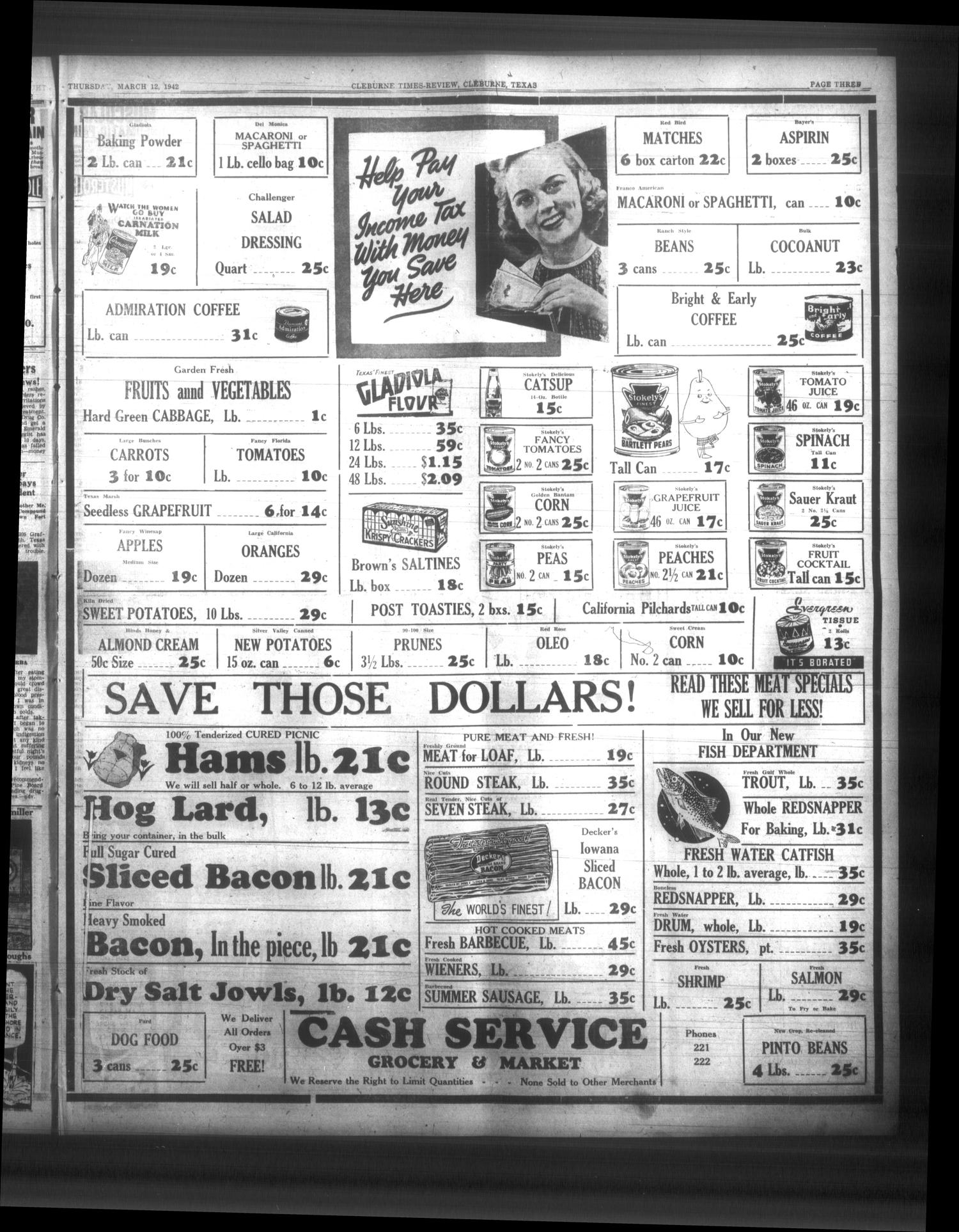 Cleburne Times-Review (Cleburne, Tex.), Vol. 37, No. 133, Ed. 1 Thursday, March 12, 1942
                                                
                                                    [Sequence #]: 3 of 6
                                                