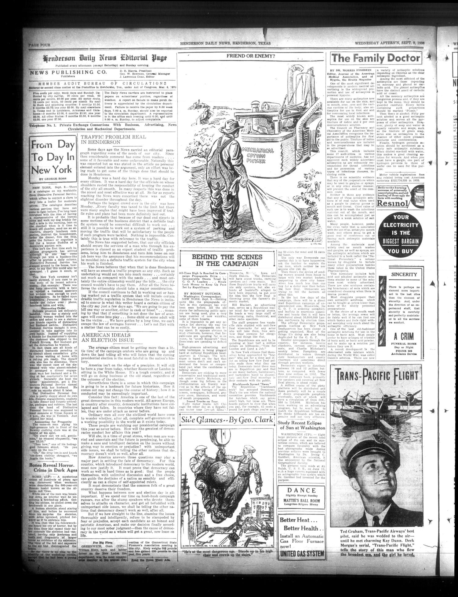 Henderson Daily News (Henderson, Tex.), Vol. 6, No. 149, Ed. 1 Wednesday, September 9, 1936
                                                
                                                    [Sequence #]: 4 of 12
                                                
