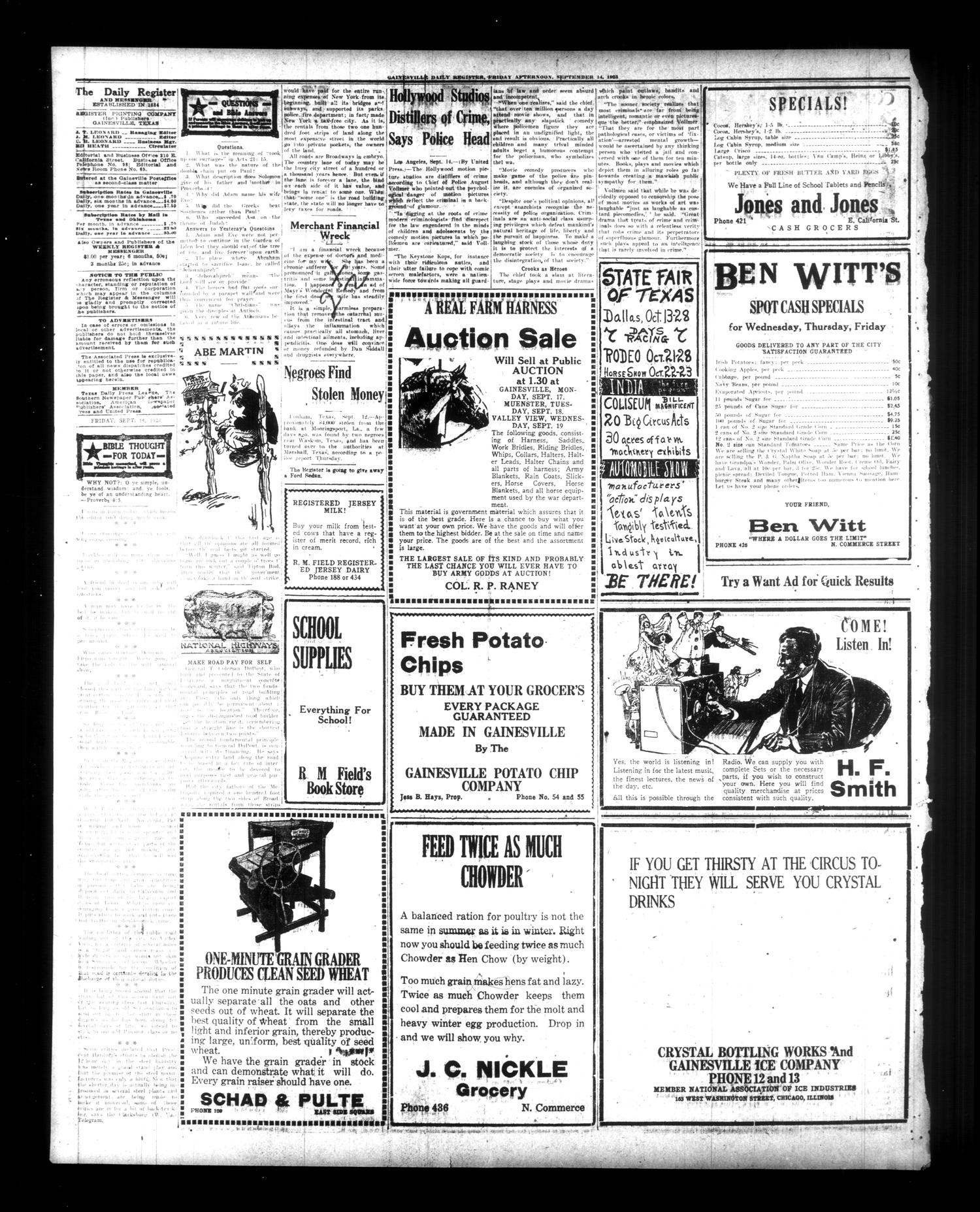 Gainesville Daily Register and Messenger (Gainesville, Tex.), Vol. 39, No. 234, Ed. 1 Friday, September 14, 1923
                                                
                                                    [Sequence #]: 2 of 6
                                                