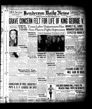 Primary view of object titled 'Henderson Daily News (Henderson, Tex.), Vol. 5, No. 262, Ed. 1 Sunday, January 19, 1936'.