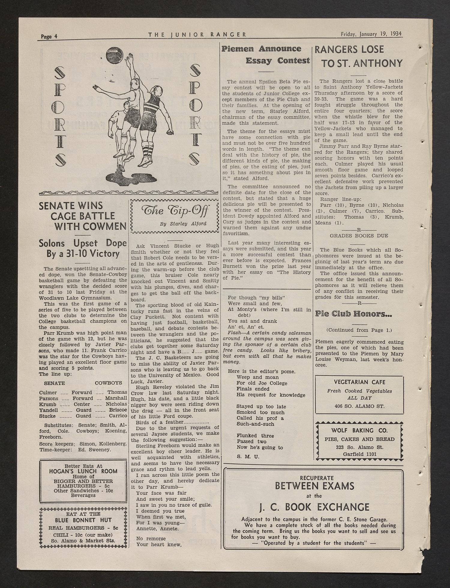 The Junior Ranger (San Antonio, Tex.), Vol. 9, No. 15, Ed. 1 Friday, January 19, 1934
                                                
                                                    [Sequence #]: 4 of 4
                                                