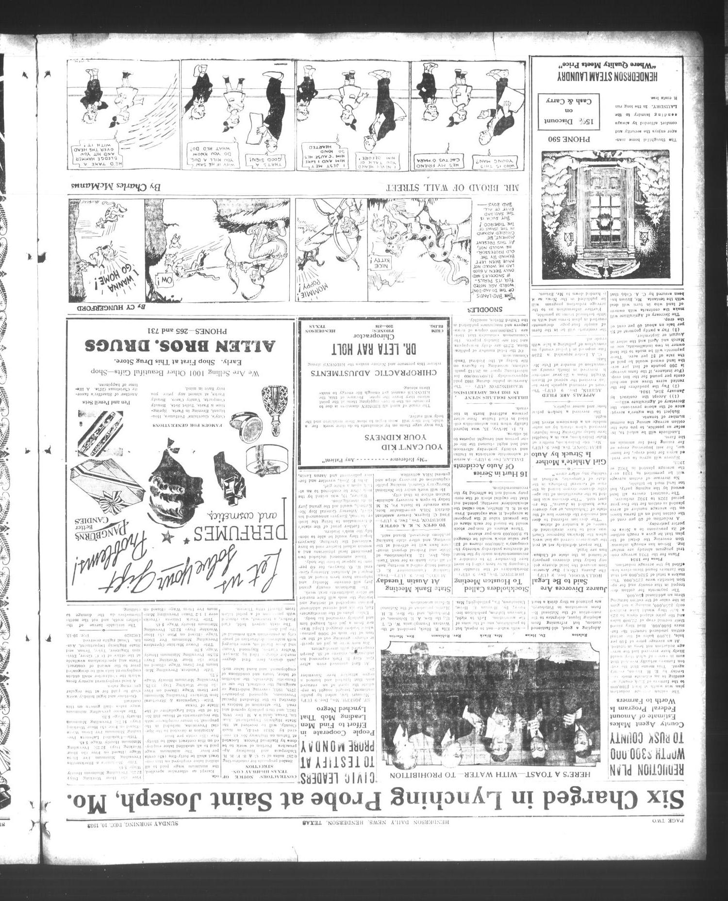 Henderson Daily News (Henderson, Tex.), Vol. 3, No. 224, Ed. 1 Sunday, December 10, 1933
                                                
                                                    [Sequence #]: 2 of 16
                                                