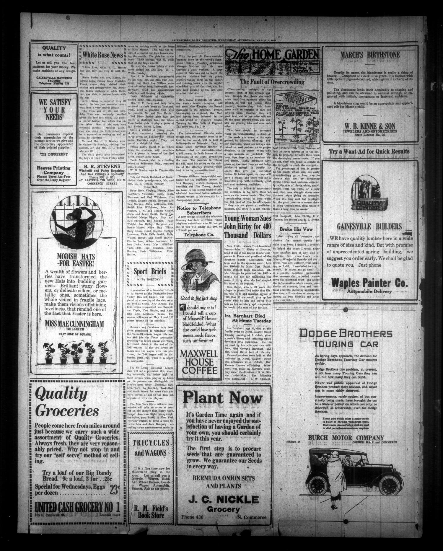 Gainesville Daily Register and Messenger (Gainesville, Tex.), Vol. 39, No. 72, Ed. 1 Wednesday, March 7, 1923
                                                
                                                    [Sequence #]: 4 of 6
                                                