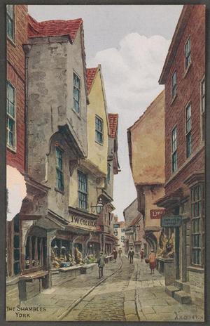 Primary view of object titled '[Postcard of The Shambles in York]'.
