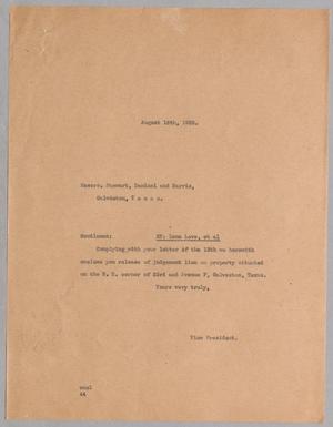 Primary view of object titled '[Letter from A. H. Blackshear, Jr. to Damiani and Harris, August 16, 1926]'.