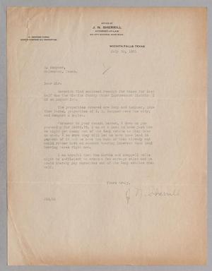 Primary view of object titled '[Letter from J. N. Sherrill to H. Kempner, July 30, 1931]'.