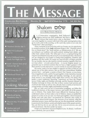 Primary view of object titled 'The Message, Volume 45, Number 9, April 2010'.