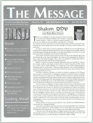 Primary view of object titled 'The Message, Volume 45, Number 12, July 2010'.
