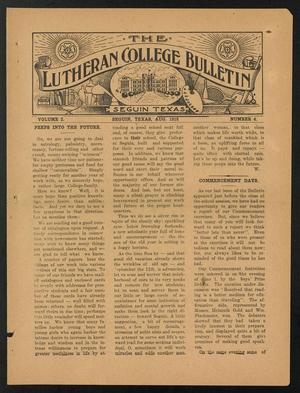 Primary view of object titled 'The Lutheran College Bulletin, Volume 2, Number 4, August 1918'.
