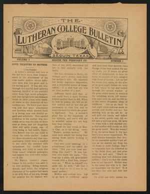 Primary view of object titled 'The Lutheran College Bulletin, Volume 5, Number 1, February 1921'.
