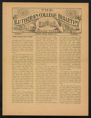 Primary view of object titled 'The Lutheran College Bulletin, Volume 5, Number 2, March 1921'.