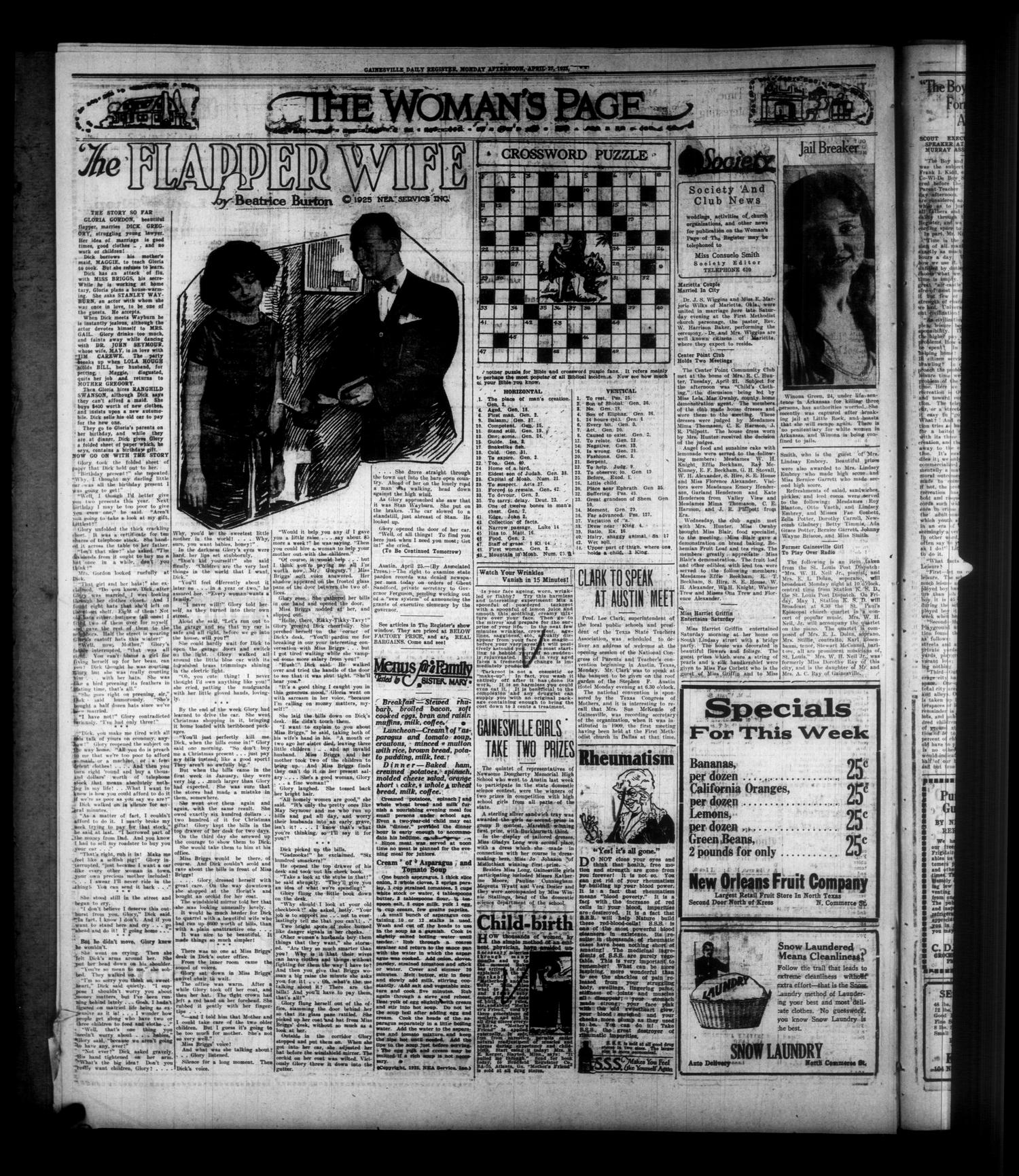 Gainesville Daily Register and Messenger (Gainesville, Tex.), Vol. 41, No. 111, Ed. 1 Monday, April 27, 1925
                                                
                                                    [Sequence #]: 4 of 6
                                                