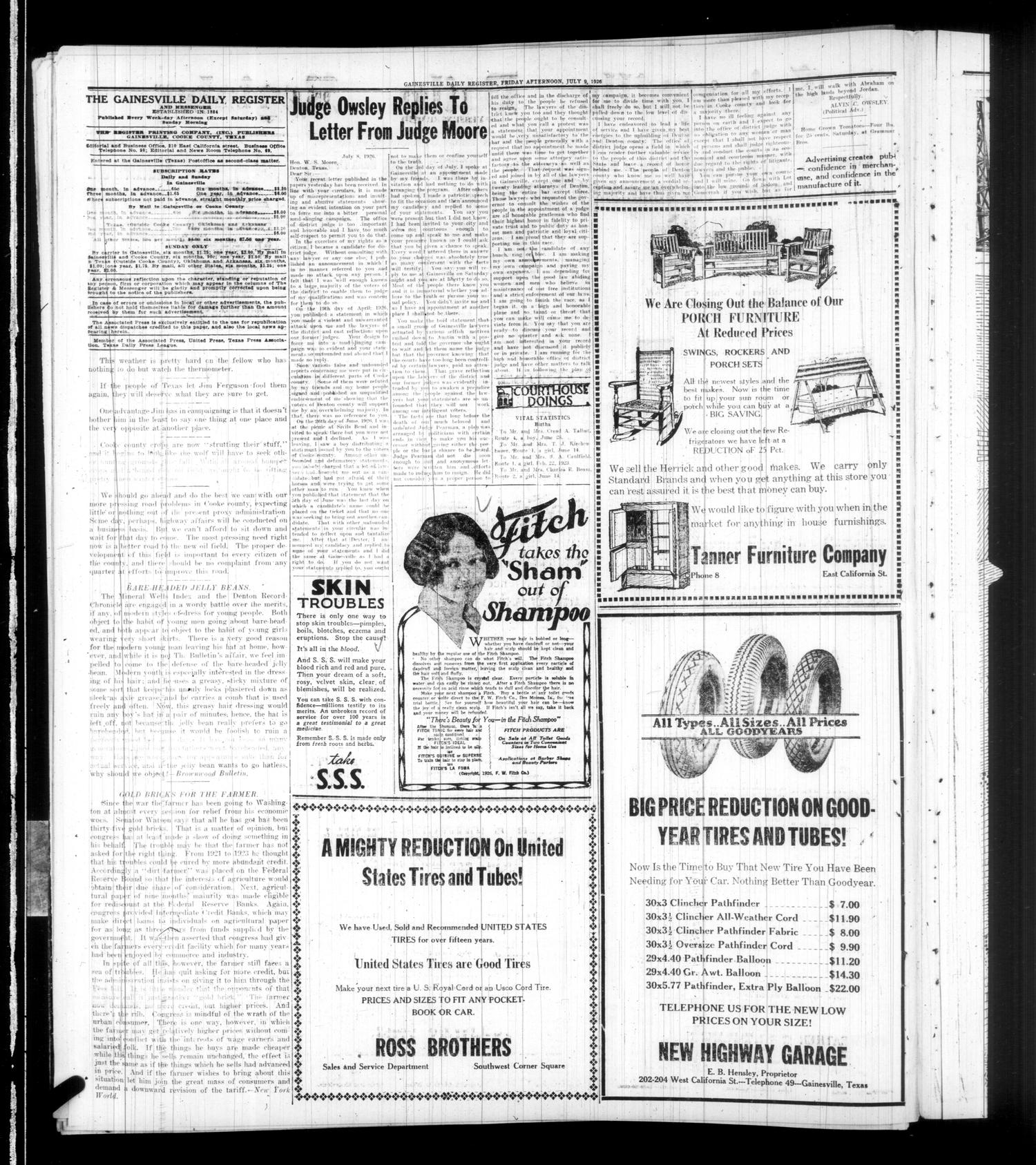 Gainesville Daily Register and Messenger (Gainesville, Tex.), Vol. 52, No. 176, Ed. 1 Friday, July 9, 1926
                                                
                                                    [Sequence #]: 2 of 8
                                                