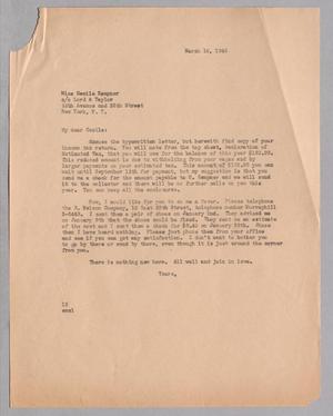 Primary view of object titled '[Letter from I. H. Kempner to Cecile Kempner, March 14, 1946]'.