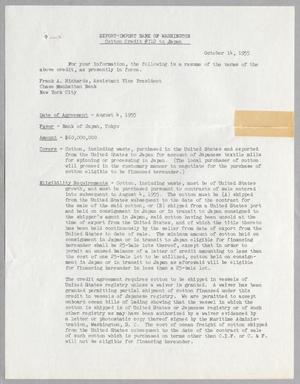 Primary view of object titled '[Cotton Credit Agreement, October 14, 1955]'.
