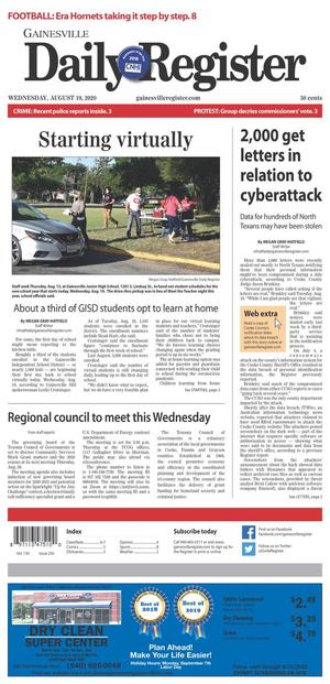 Primary view of Gainesville Daily Register (Gainesville, Tex.), Vol. 130, No. 250, Ed. 1 Wednesday, August 19, 2020