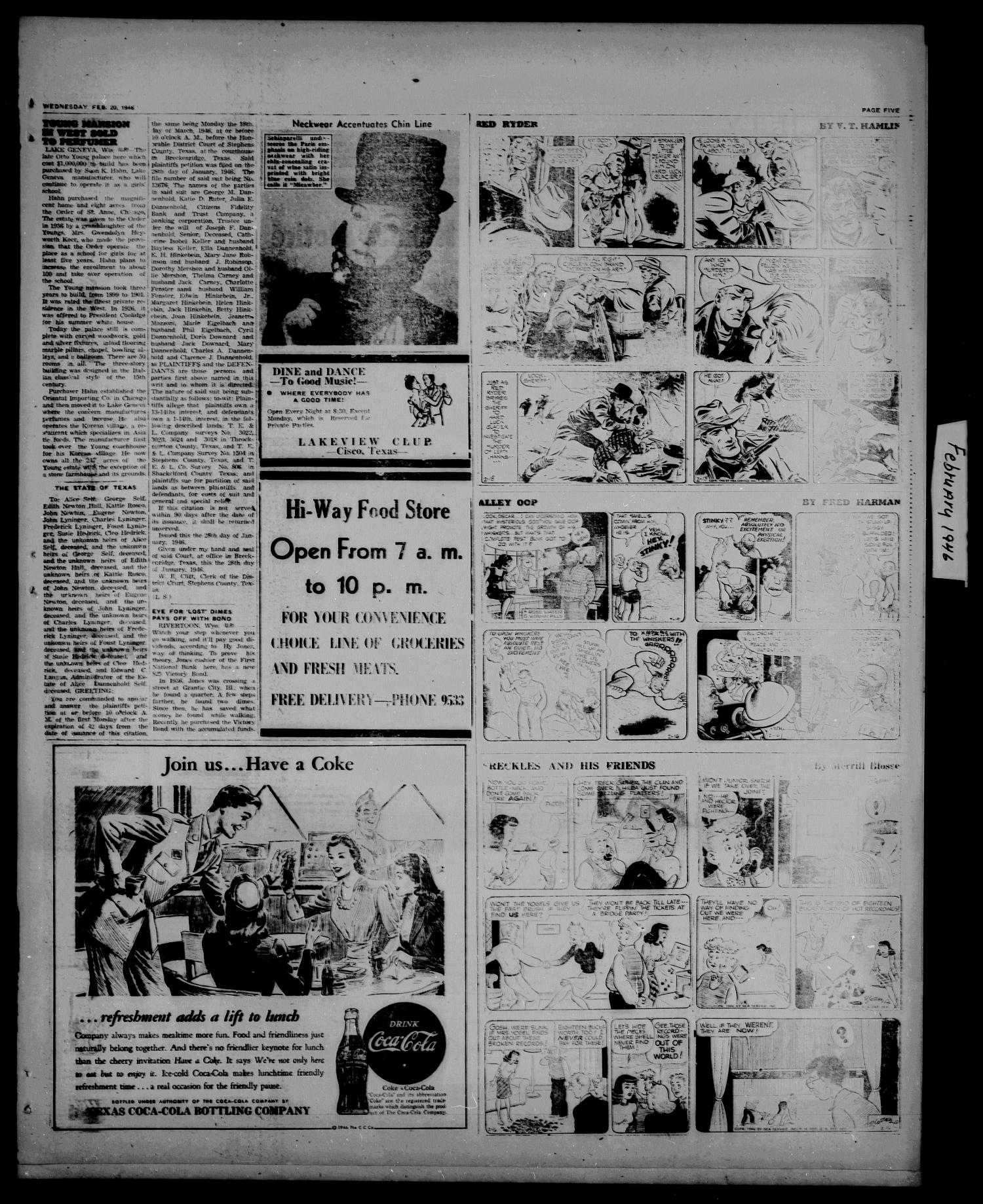 Breckenridge American (Breckenridge, Tex.), Vol. 26, No. 38, Ed. 1 Wednesday, February 20, 1946
                                                
                                                    [Sequence #]: 5 of 6
                                                