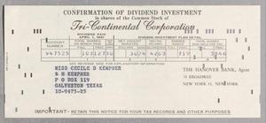 Primary view of object titled '[Confirmation of Dividend Investment from the Hanover Bank to Cecile Kempner, April 1, 1961]'.