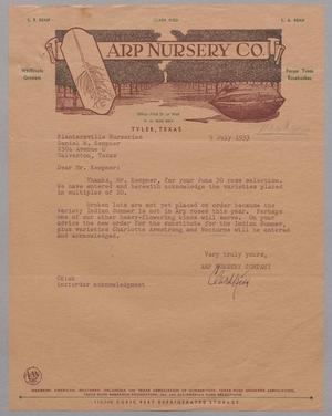 Primary view of object titled '[Letter from Arp Nursery Co. to D. W. Kempner, July 9, 1953]'.