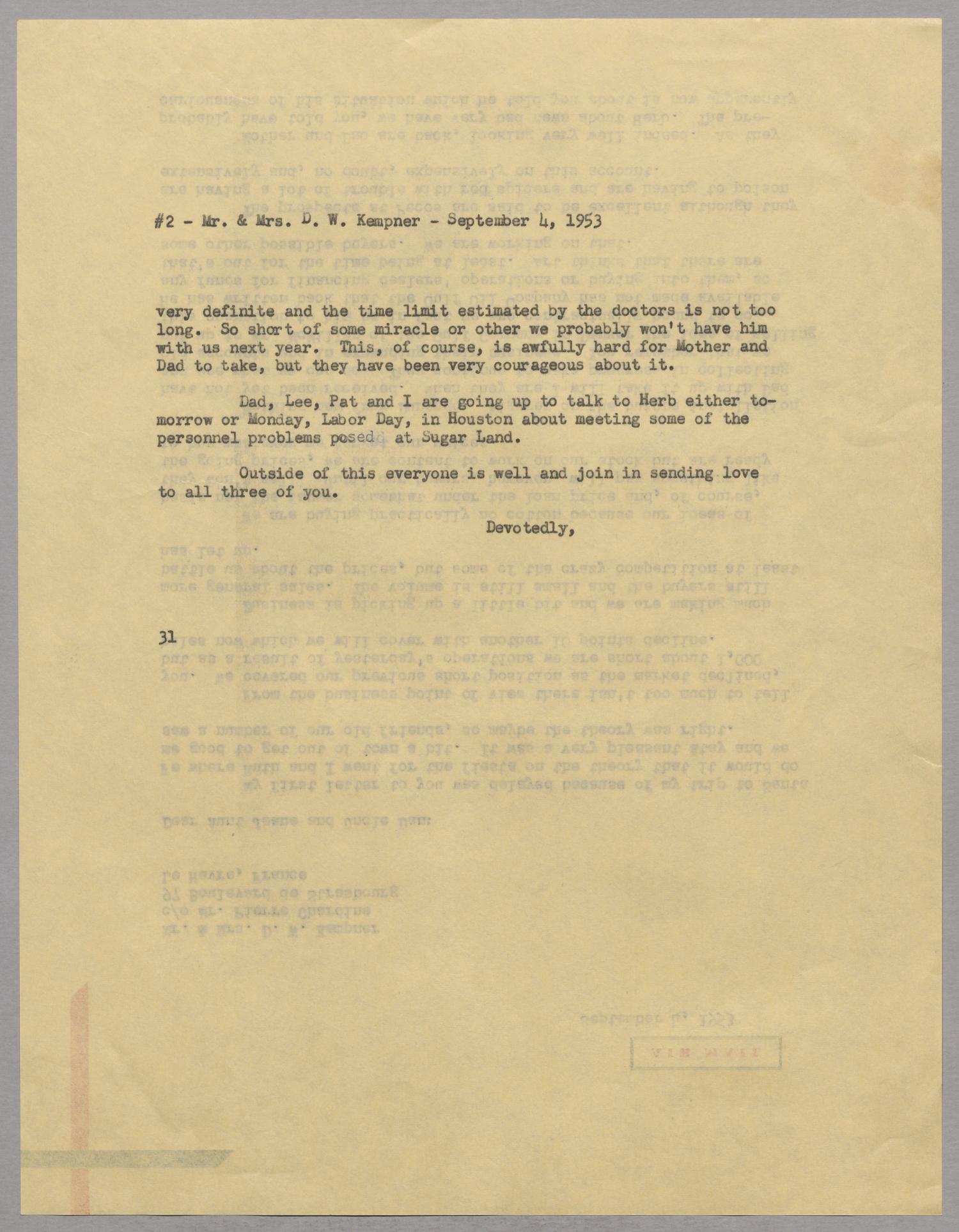 [Letter from Harris Leon Kempner to Dan and Jeane Kempner, September 4, 1953]
                                                
                                                    [Sequence #]: 2 of 2
                                                