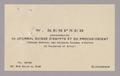 Text: [Business Card for W. Kempner]