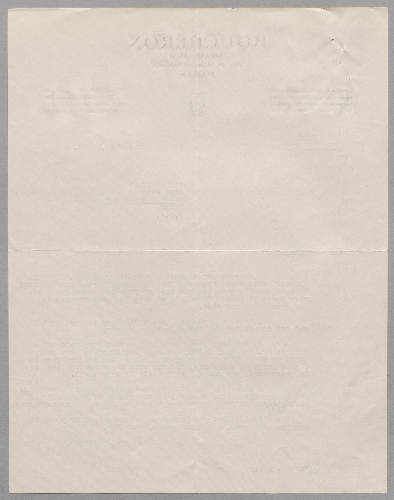 [Letter from Boucheron to D. W. Kempner, October 26, 1954]
                                                
                                                    [Sequence #]: 2 of 2
                                                