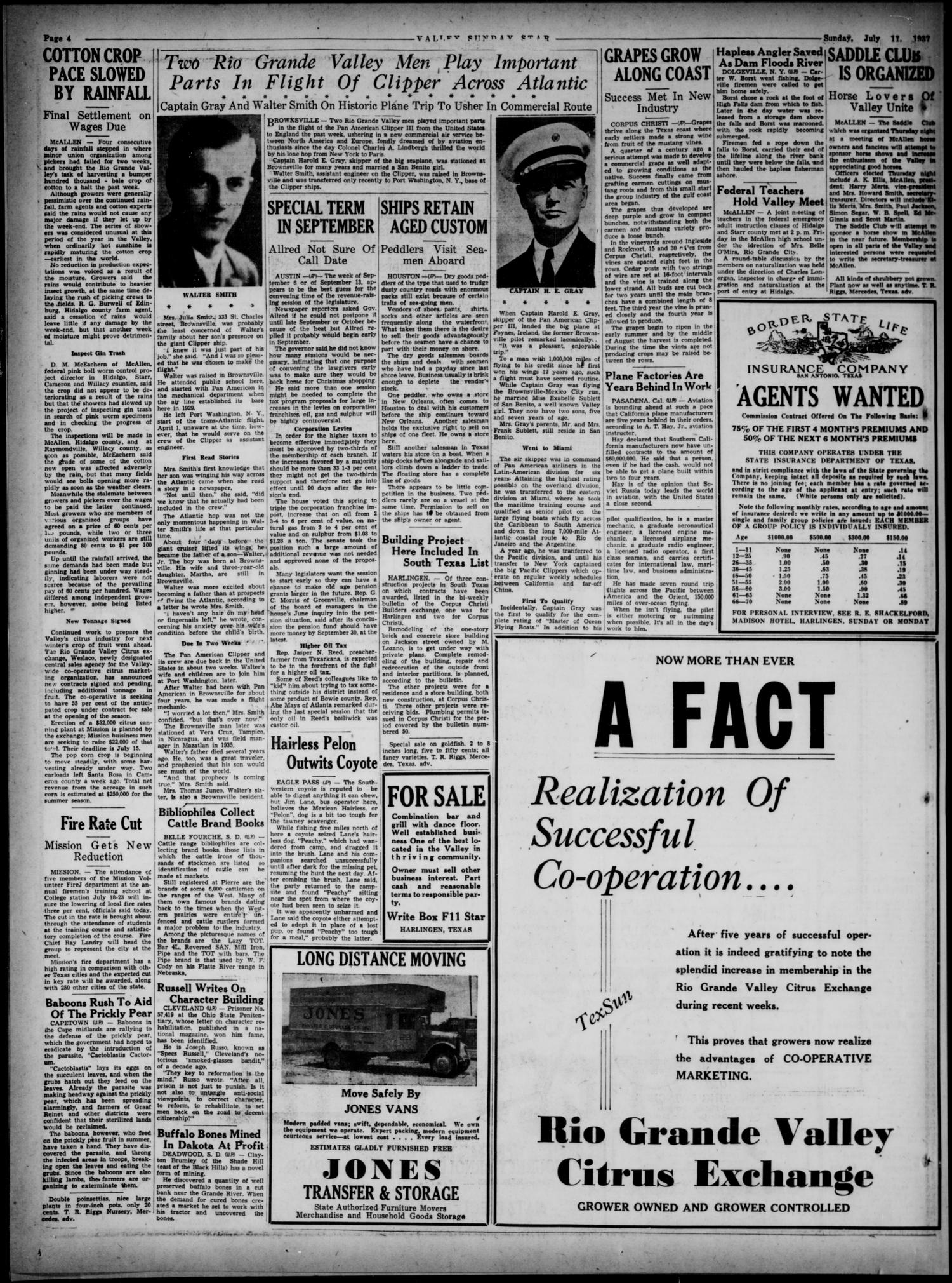 Valley Sunday Star-Monitor-Herald (Harlingen, Tex.), Vol. [1], No. [1], Ed. 1 Sunday, July 11, 1937
                                                
                                                    [Sequence #]: 4 of 26
                                                