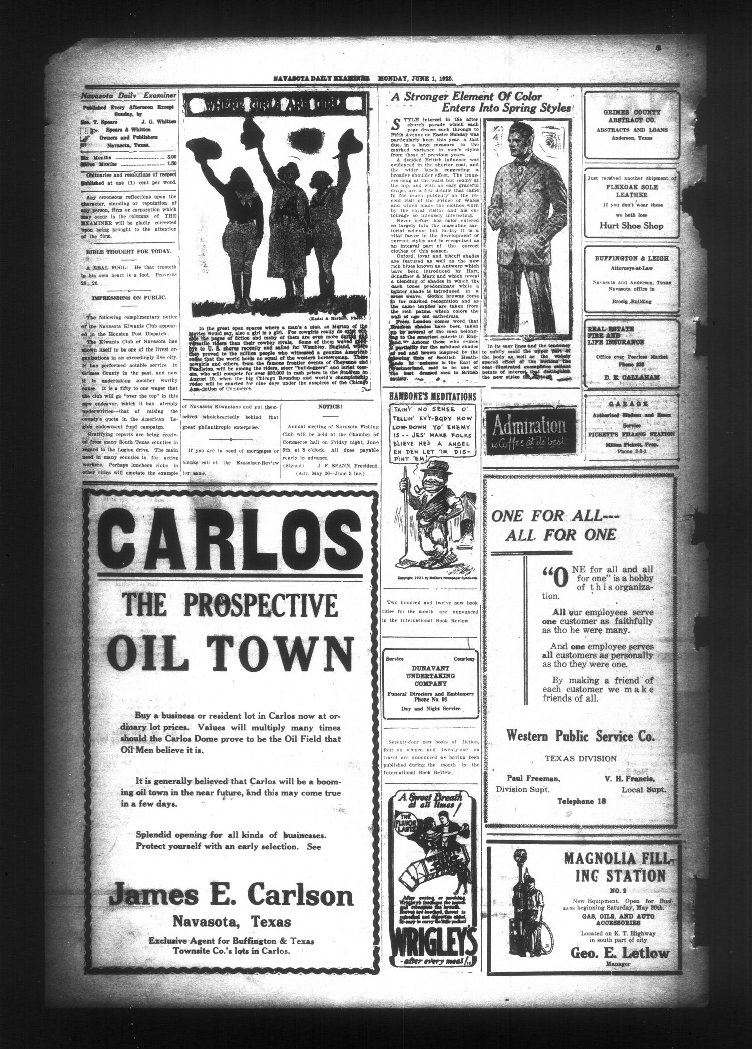 Navasota Daily Examiner (Navasota, Tex.), Vol. 28, No. 96, Ed. 1 Monday, June 1, 1925
                                                
                                                    [Sequence #]: 2 of 4
                                                