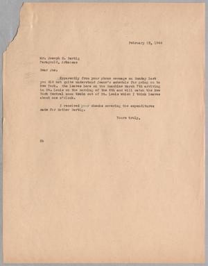 Primary view of object titled '[Letter from Daniel W. Kempner to Joseph R. Bertig, February 23, 1944]'.