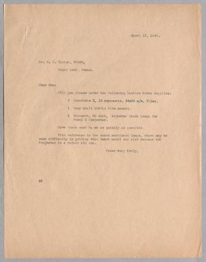 Primary view of object titled '[Letter from Daniel W. Kempner to Gus D. Ulrich, March 19, 1940]'.