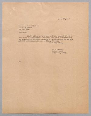 Primary view of object titled '[Letter from Daniel W. Kempner to John David, Inc., April 12, 1944]'.