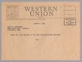 Letter: [Telegram from Dan Kempner to David F. Westheimer, August 7, 1944]