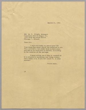 Primary view of object titled '[Letter from Daniel W. Kempner to M. C. Wright, March 26, 1951]'.