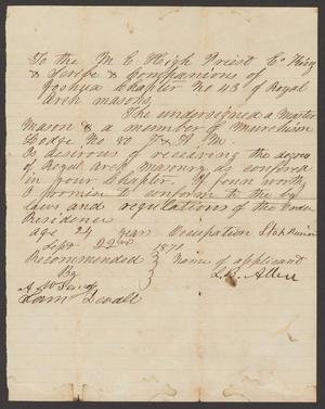 Primary view of object titled '[Recommendation Letter for L. B. Allen, September 22, 1871]'.
