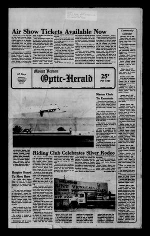Primary view of object titled 'Mount Vernon Optic-Herald (Mount Vernon, Tex.), Vol. 112, No. 41, Ed. 1 Thursday, June 4, 1987'.