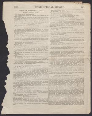 Primary view of object titled '[Clipping: House of Representatives, Tuesday, January 8, 1918]'.