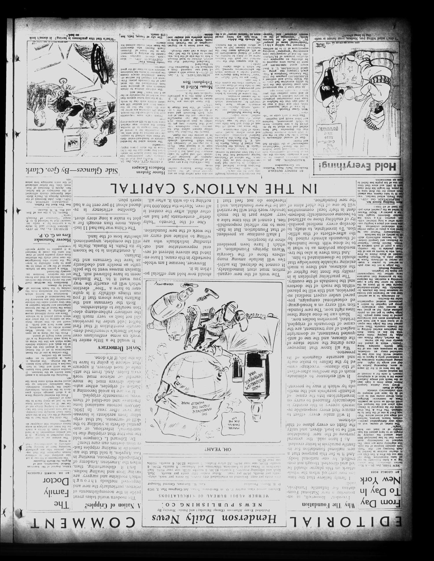 Henderson Daily News (Henderson, Tex.), Vol. 7, No. 270, Ed. 1 Friday, January 28, 1938
                                                
                                                    [Sequence #]: 4 of 16
                                                