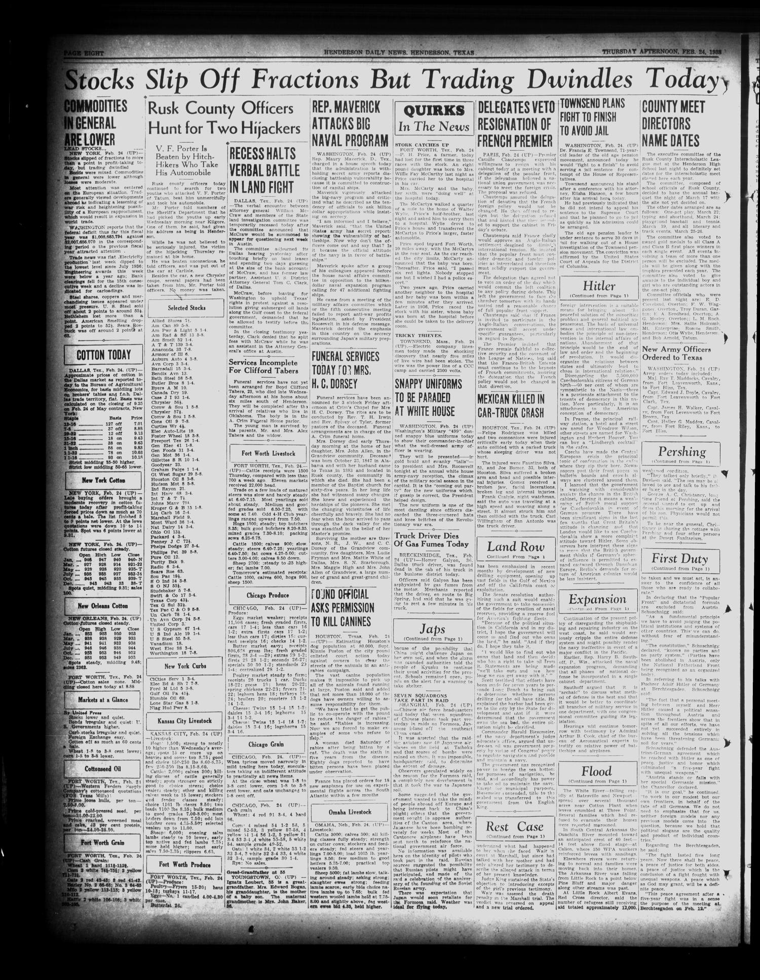 Henderson Daily News (Henderson, Tex.), Vol. 7, No. 293, Ed. 1 Thursday, February 24, 1938
                                                
                                                    [Sequence #]: 8 of 12
                                                