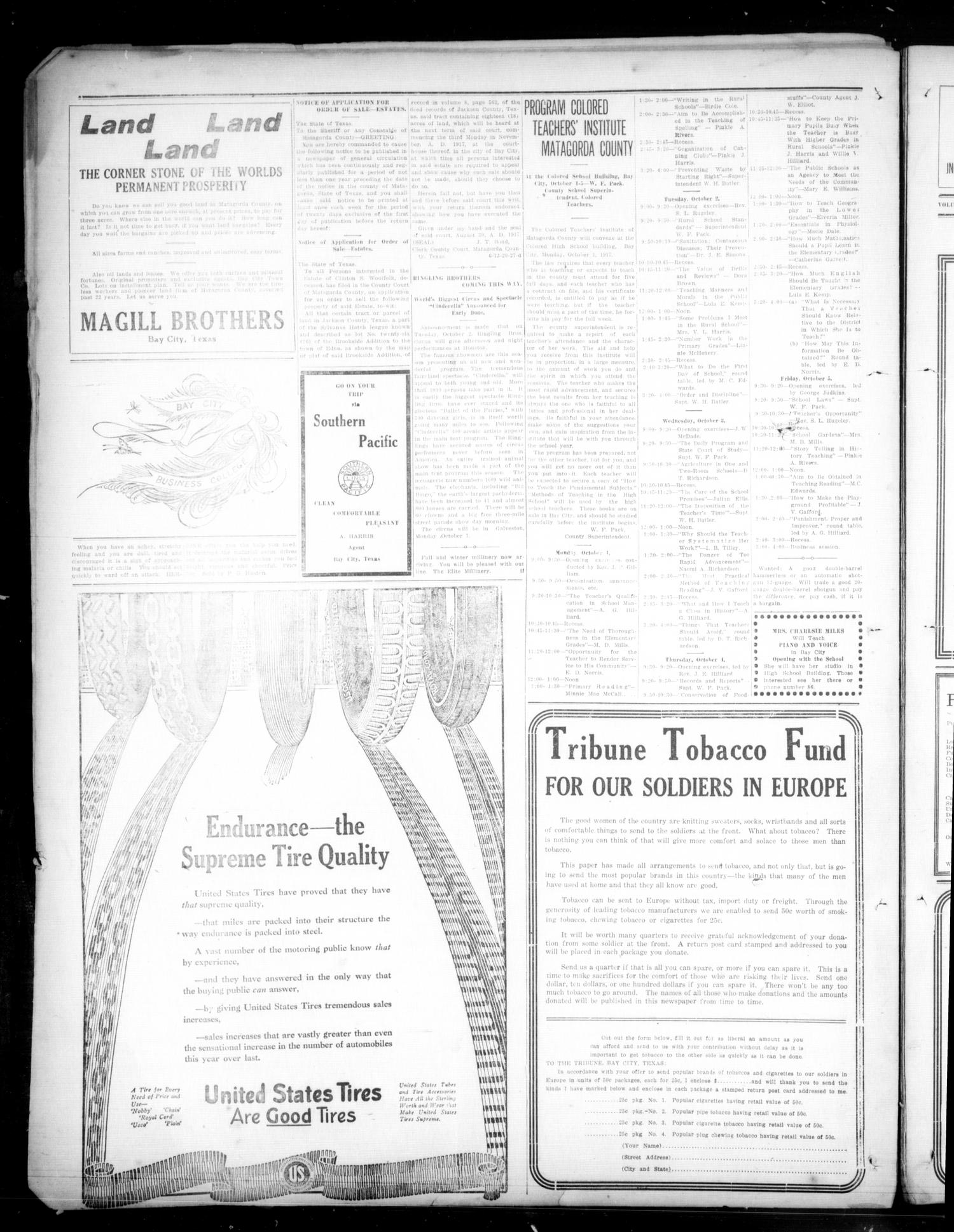 The Daily Tribune (Bay City, Tex.), Vol. 12, No. 281, Ed. 1 Friday, September 21, 1917
                                                
                                                    [Sequence #]: 4 of 4
                                                