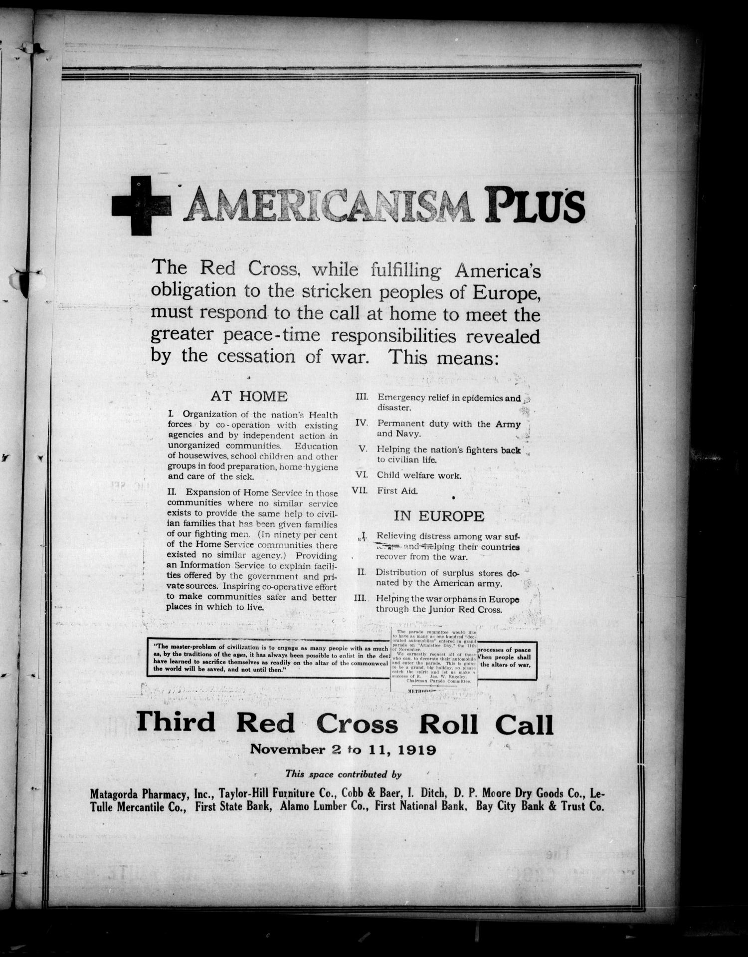 The Daily Tribune (Bay City, Tex.), Vol. 14, No. 302, Ed. 1 Saturday, November 1, 1919
                                                
                                                    [Sequence #]: 3 of 4
                                                