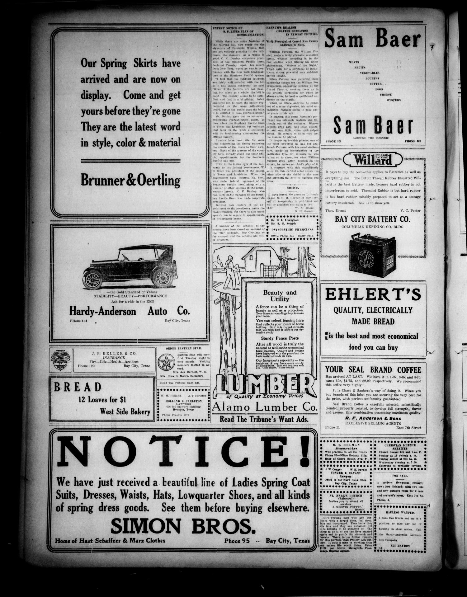 The Daily Tribune (Bay City, Tex.), Vol. 15, No. 84, Ed. 1 Wednesday, February 25, 1920
                                                
                                                    [Sequence #]: 4 of 4
                                                