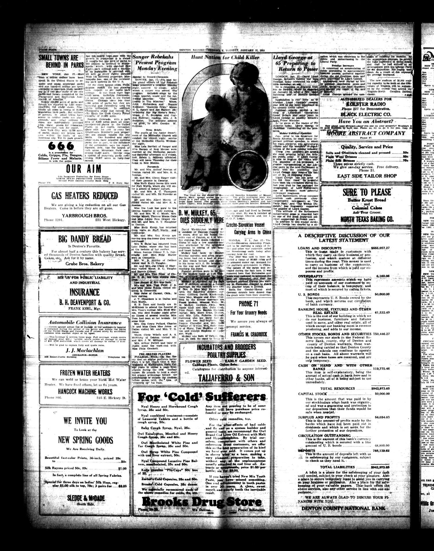Denton Record-Chronicle (Denton, Tex.), Vol. [27], No. 134, Ed. 1 Tuesday, January 17, 1928
                                                
                                                    [Sequence #]: 2 of 10
                                                