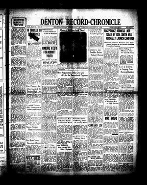 Primary view of object titled 'Denton Record-Chronicle (Denton, Tex.), Vol. 28, No. 7, Ed. 1 Wednesday, August 22, 1928'.