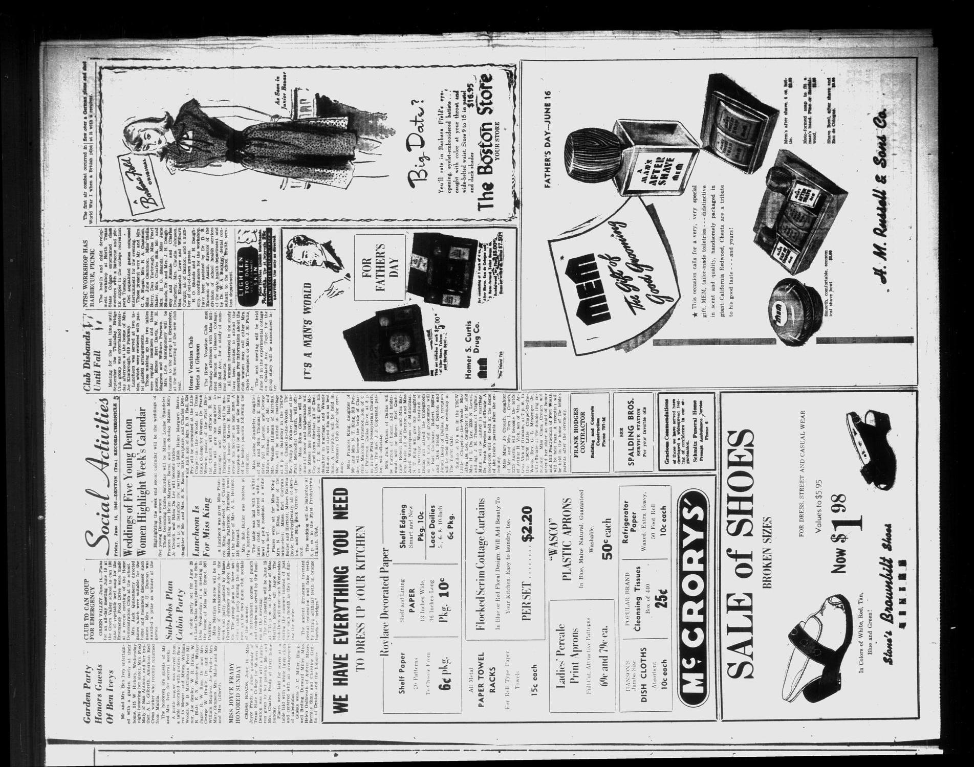 Denton Record-Chronicle (Denton, Tex.), Vol. 43, No. 259, Ed. 1 Friday, June 14, 1946
                                                
                                                    [Sequence #]: 5 of 10
                                                